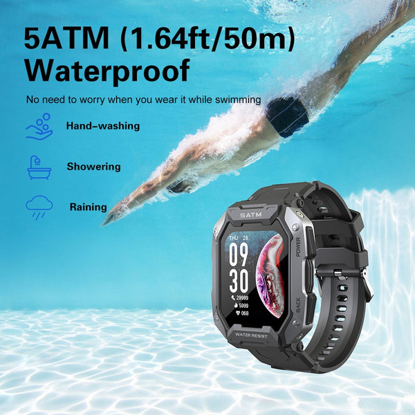 New Rugged IP68 Water-Resistant Fitness Tracker Outdoors Sports Smart Watch For Android IOS