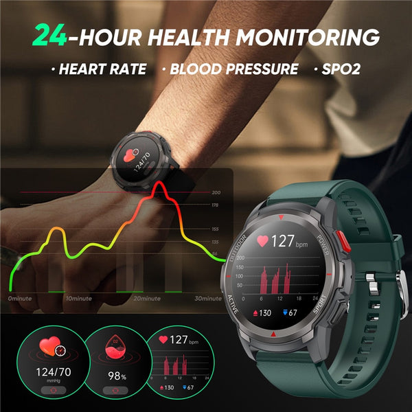 New IP67 Water-Resistant Sports Fitness Tracker Smartwatch With Bluetooth Calling Music Player NFC