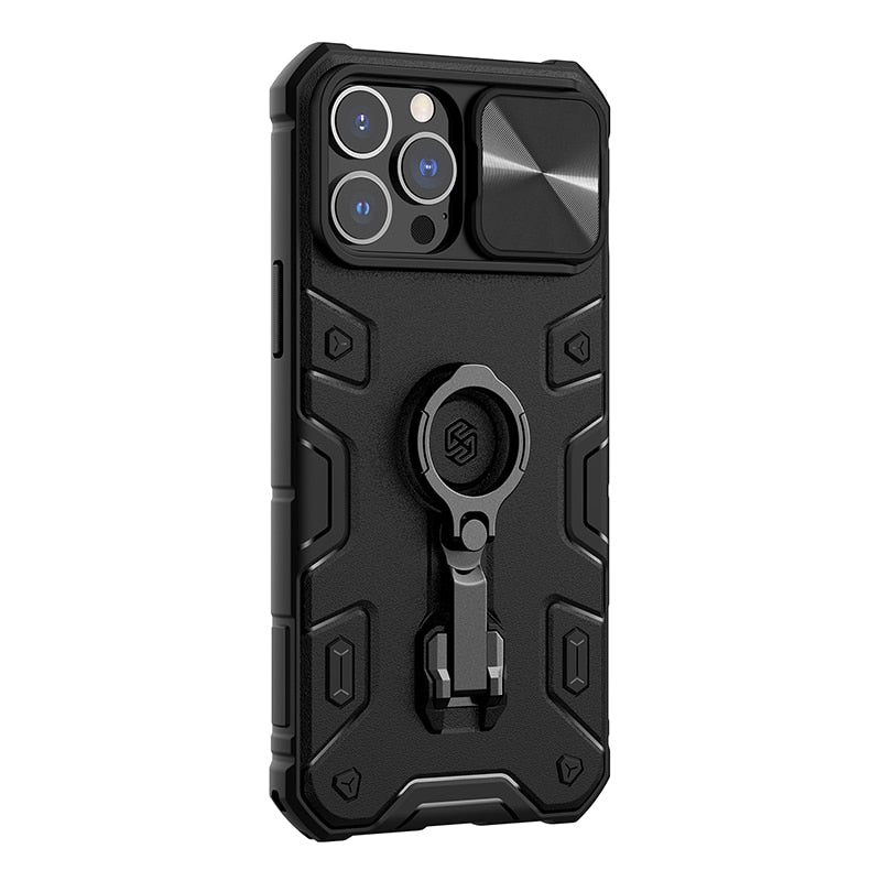 New Rugged Protective Armor Bumper Case With Camera Cover Ring Holder Kickstand For iPhone 14 Pro Max Series