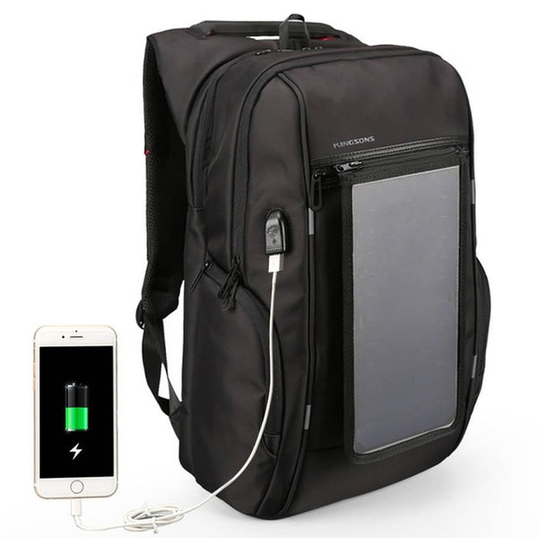 New External Solar Battery USB Charge Laptop Anti-Theft Water-Repellent Backpack Bag