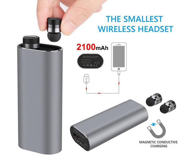 New True Wireless Stereo TWS Mini Bluetooth headset Stereo Earphone with 2100mAh Charge Case