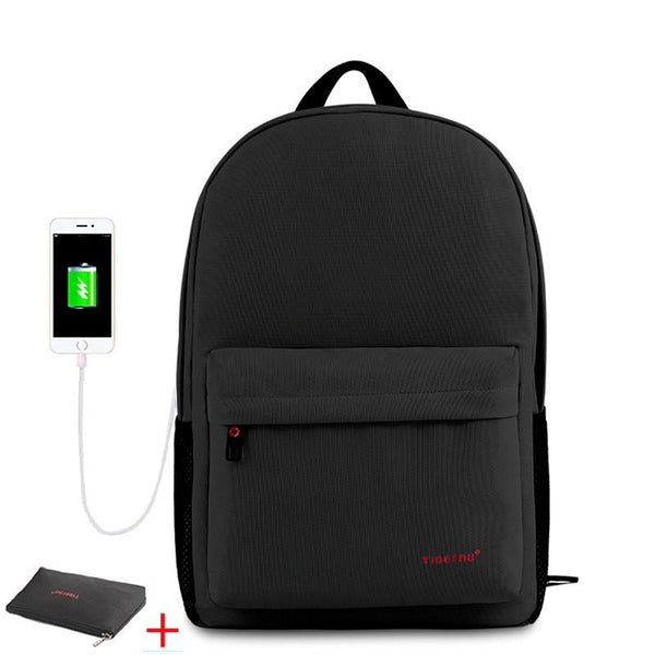 Simplistic Men's School 14 Inch Laptop Preppy Backpack with USB Charging
