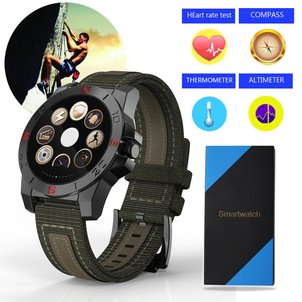 New Hiker's Sport Bluetooth Water-Resistant Smart Watch with Compass Heart Rate Monitor Fitness Tracker for Android IOS