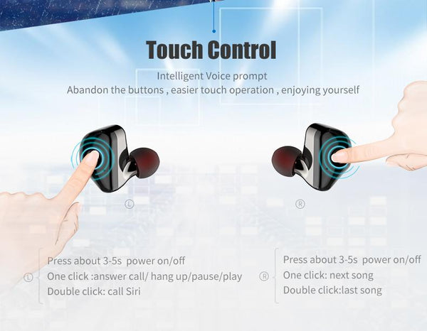 New Mini Touch Control Wireless Bluetooth Earphones Sport Wireless Bluetooth Earbuds With Microphone Siri