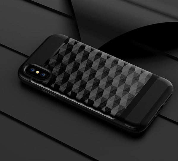 New Slim Dual Layer Protective Textured Geometric Case Cover with Corner Cushion Design for iPhone X