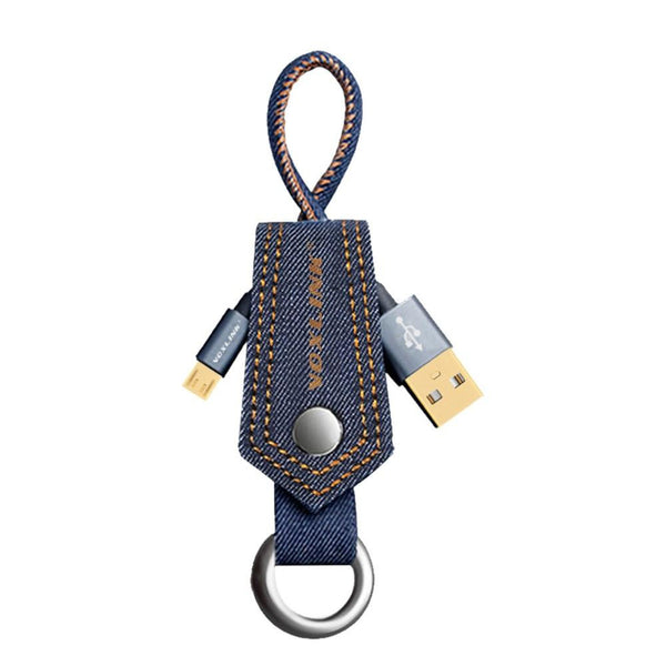 New Denim Keychain  Micro Data USB Cable with Fast Charging for Samsung Huawei HTC Android.