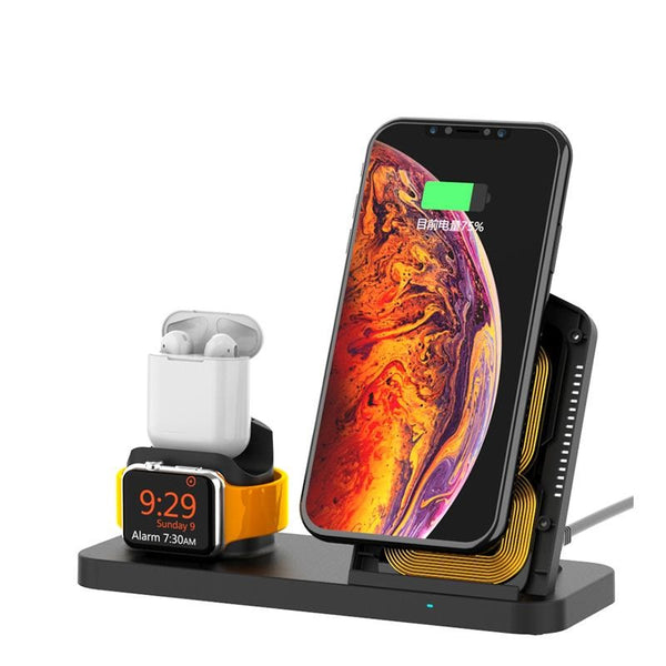 New Fast 3 in 1 Wireless Charging Qi 10W Dock Station For iPhones AirPods Apple Watch