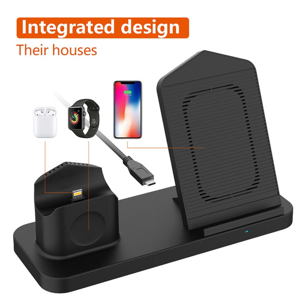 New Fast 3 in 1 Wireless Charging Qi 10W Dock Station For iPhones AirPods Apple Watch