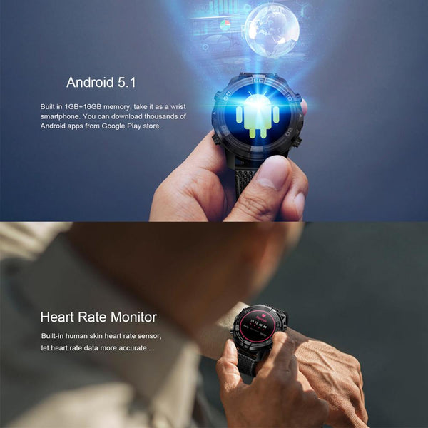 New 3G Android 5.1 GPS WIFI Heart rate Monitor IP67 Waterproof Smartwatch With Compass