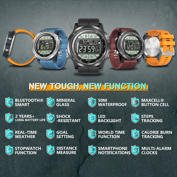 New Water Resistant Rugged Outdoor Smartwatch Real-time Weather Calorie Fitness Tracker