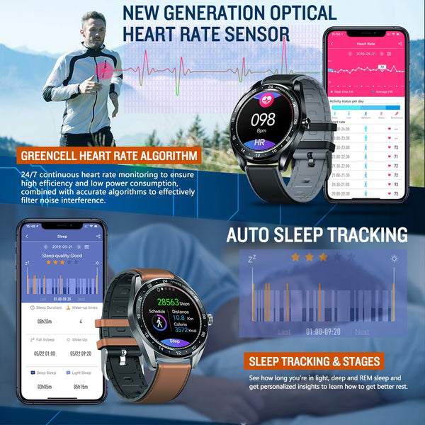 New Color Touch Display Heart Rate Blood Pressure IP67 Waterproof Smartwatch For Android iPhone