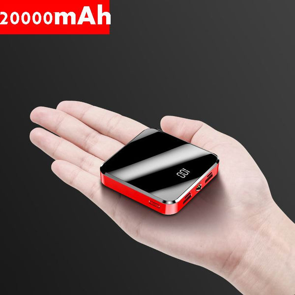 New Super Compact 20000mAh Portable Mini Power Bank Mirror Screen LED Display Charger For iPhone Android