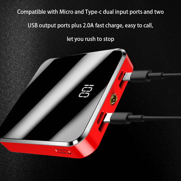 New Super Compact 20000mAh Portable Mini Power Bank Mirror Screen LED Display Charger For iPhone Android