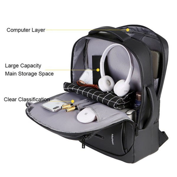 New 15.6 Inch Laptop Business Notebook Mochila Water-Repellent USB Charging Travel Backpack