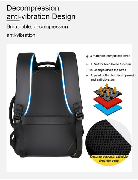 New 15.6 Inch Laptop Business Notebook Mochila Water-Repellent USB Charging Travel Backpack