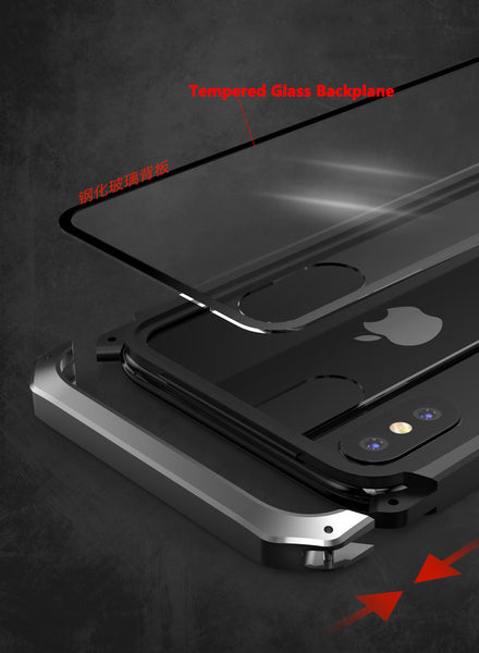 New Luxury Metal Glass Aluminum Bumper Coque Case Bumper Cover For iPhone X XS Series