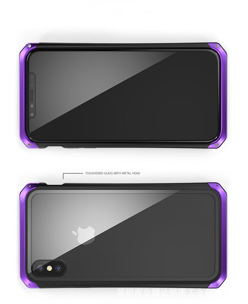 New Luxury Metal Glass Aluminum Bumper Coque Case Bumper Cover For iPhone X XS Series