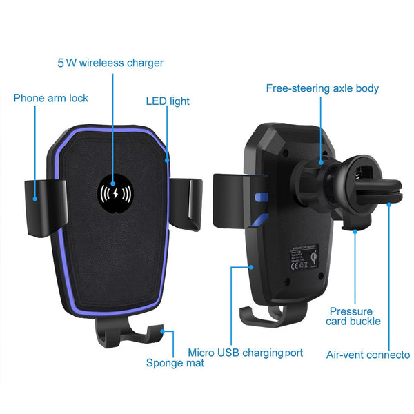 New 10W Qi Wireless Car Mount Phone Holder Quick Charger For Samsung Galaxy S22 S21 S20 & iPhone 14 13 12 Series