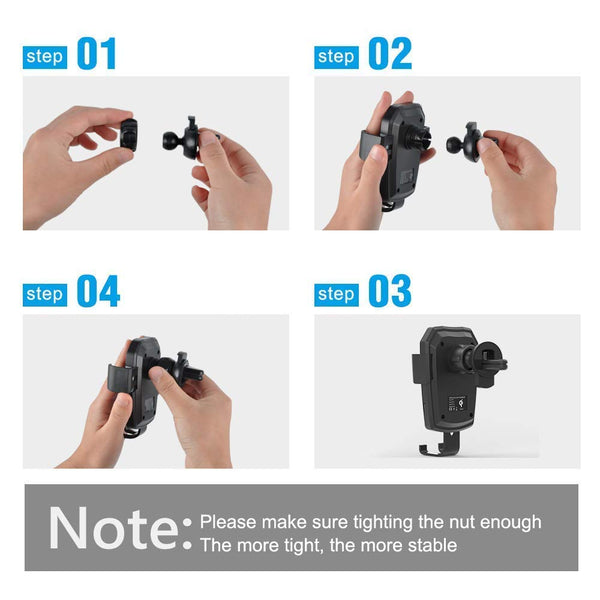 New 10W Qi Wireless Car Mount Phone Holder Quick Charger For Samsung Galaxy S22 S21 S20 & iPhone 14 13 12 Series