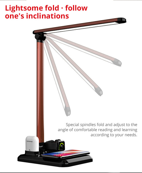 New 4-In-1 LED Table Desk Lamp Wireless Charger For Compatible iPhones Airpods Apple Watch