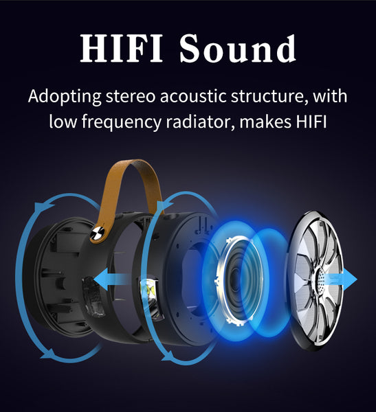 New Waterproof Bluetooth Bass Stereo Outdoor Wireless Subwoofer Flashlight Power Bank Speaker