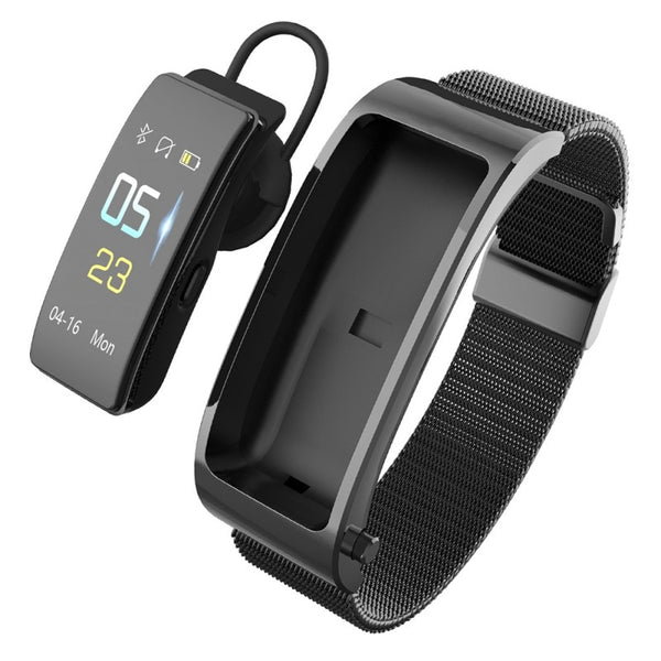 New Bluetooth 2 In 1 Smart Wristband Heart Rate Fitness Tracker Smartwatch Headset
