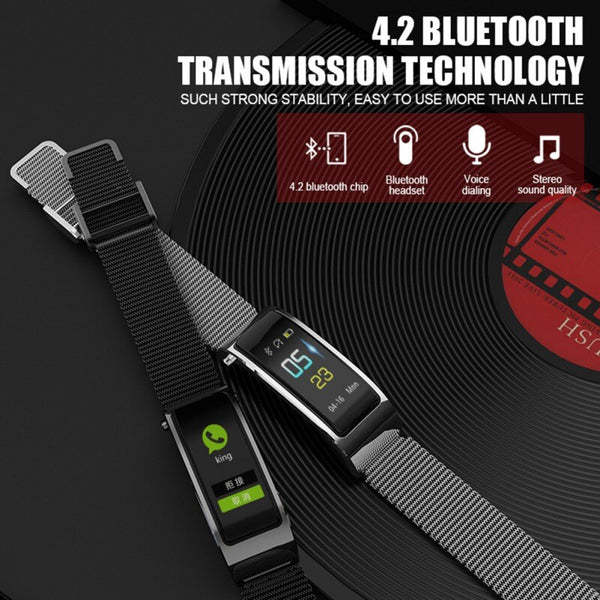 New Bluetooth 2 In 1 Smart Wristband Heart Rate Fitness Tracker Smartwatch Headset