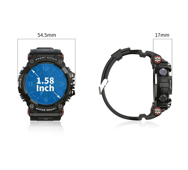 New 1.58" Screen Bluetooth 50M Waterproof Sport Clock SmartWatch For iOS Android