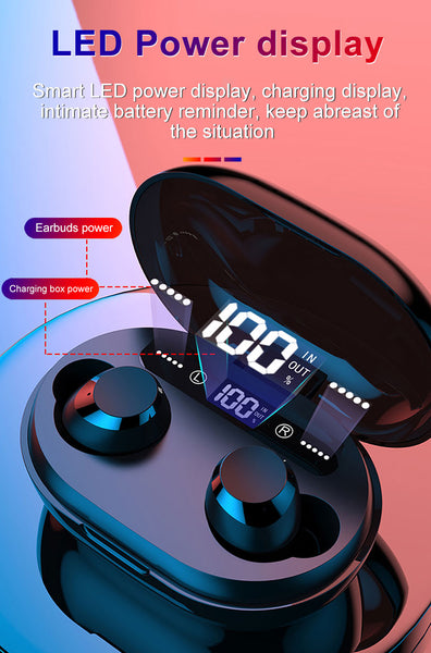 New TWS Wireless Bluetooth LED Display 3000mAh Power Bank Touch Control Sport Earbuds Headset With Dual Mic