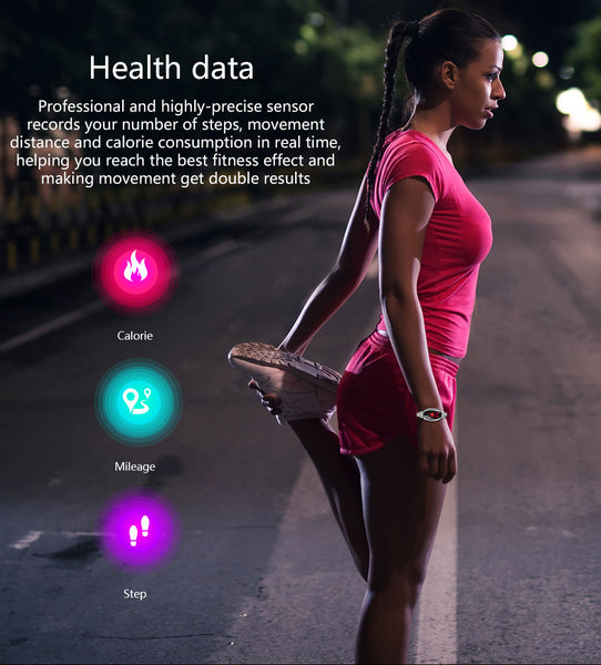 New Fitness Heart Rate Sleep Monitor Sport Bracelet Smartwatch For Ladies Women