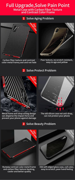 New Carbon Fiber Slim Metal Frame Scratch Resistant Bumper Case For iPhone Samsung Galaxy S20 S10 Series