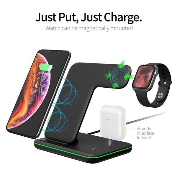 New 15W Fast Qi Wireless Charging Stand Dock Phone Holder Charger For iPhones Airpods Appe Watch