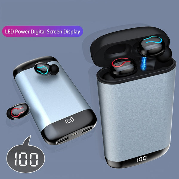 New Wireless Bluetooth Earphones Earbuds With Mic Headset Power Bank For iPhones Androids