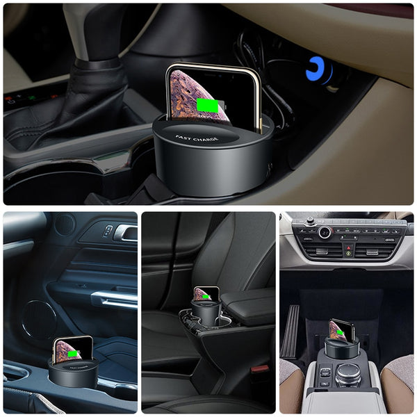 New Qi Wireless Car Phone Holder Fast Charging Charger For iPhone Samsung Smartphones