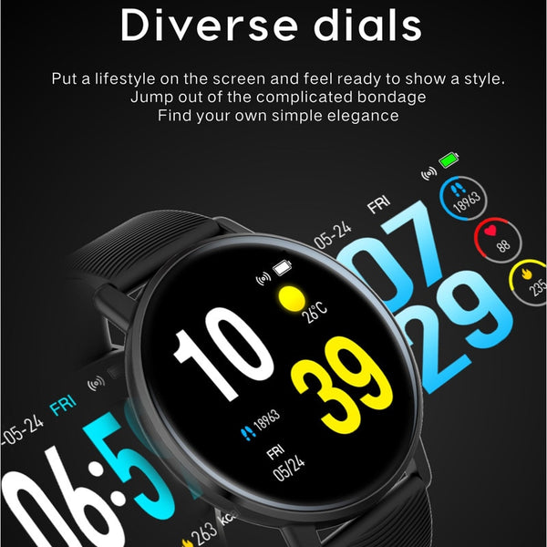 New IP67 Waterproof Heart Rate Monitor Fitness Tracker Watch Music Control Pedometer Smartwatch For iOS Android Gifts