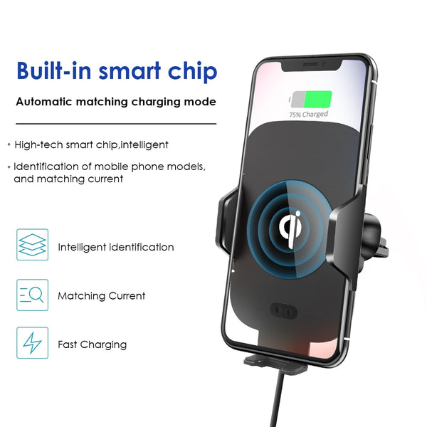 New Fast Wireless Phone Mount Holder Air Vent Phone Holder Qi Charger For iPhone 14 13 12 Series