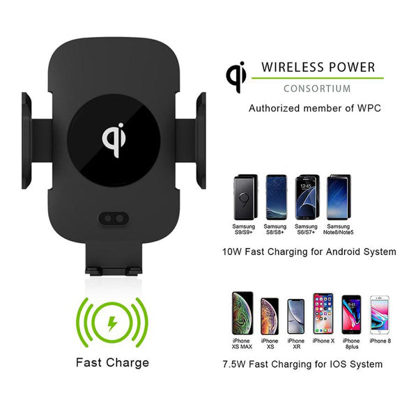 New Fast Wireless Phone Mount Holder Air Vent Phone Holder Qi Charger For iPhone 14 13 12 Series