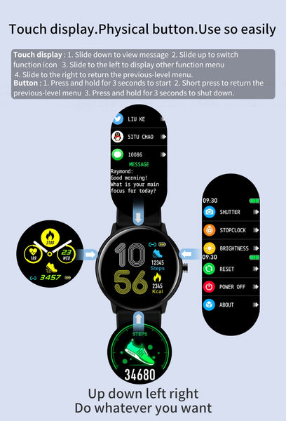 New IP68 Waterproof Heart Rate Fitness Tracker Digital Wrist Smartwatch For iPhone Samsung Xiaomi