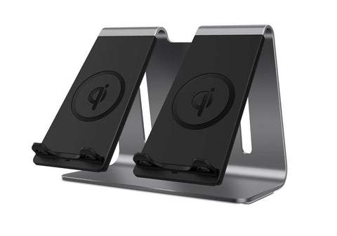 New Aluminum Wireless 2-In-1 Qi Fast Phone Charging Stand Dock Station For Compatible iPhones Samsung Smartphones