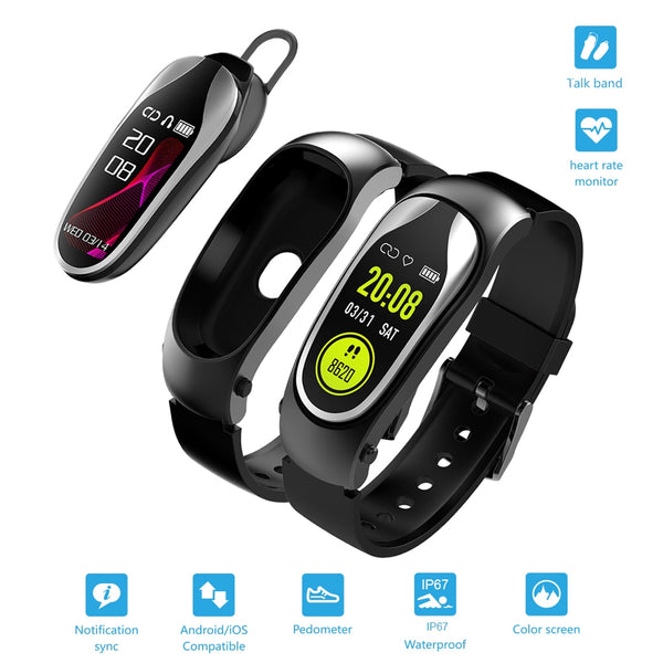 New Bluetooth Passometer Heart Rate Fitness Bracelet Smart Band Wrist Digital Wrist Smartwatch With Headset