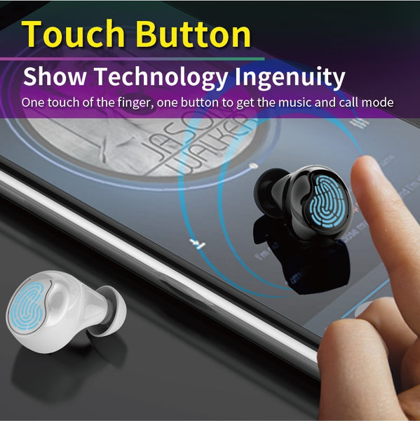 New TWS Bluetooth 5.0 Earphones Smart Touch Wireless Earphone 6D Stereo Headset
