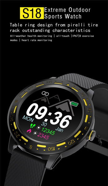 New IP67 Waterproof 1.3'' Full Touch Screen Heart Rate Fitness Tracker Sport Smartwatch