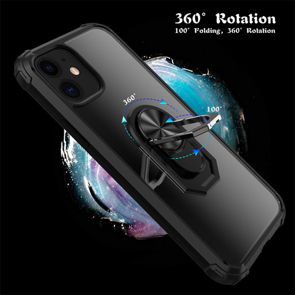 New PC+TPU Ring Magnetic Holder Anti-Fall Armor Case For iPhone 12 Series