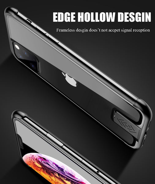 New Frameless Aluminum Metal Bumper Tempered Glass Back Cover Bumper Case For iPhone 11 XS XR 8 Series