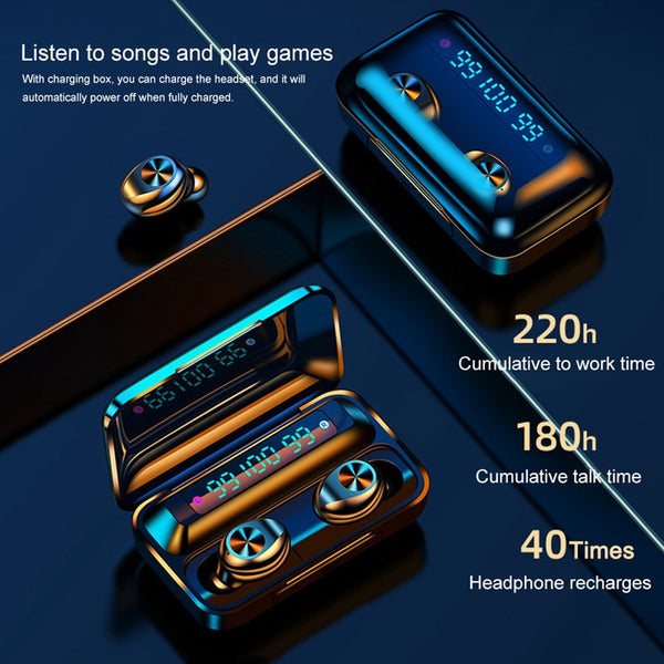 New Bluetooth 5.0 Wireless LED Display Earbuds Headset For iPhone Androids