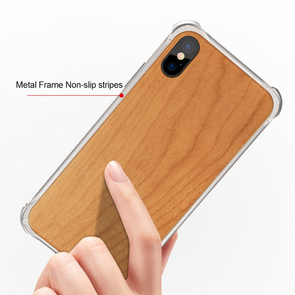 New Metallic Wood Coque Bumper Cover Case For iPhone X XS Series