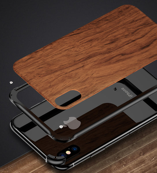 New Metallic Wood Coque Bumper Cover Case For iPhone X XS Series