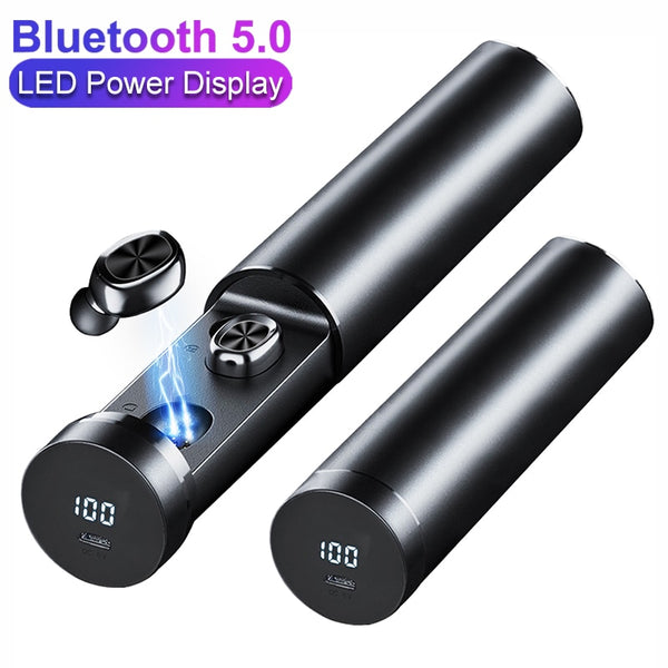 New True Wireless Bluetooth Power Display HIFI Sports Earbuds Headset With Microphone For Android IOS