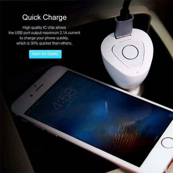 New Wireless Bluetooth Handsfree HD Voice One-Piece Earbud Headset with USB Car Charger.