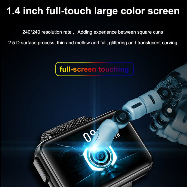 New 2-In-1 Wireless Bluetooth Headset 1.4 Inch Big Screen Smart Watch For Android iPhones
